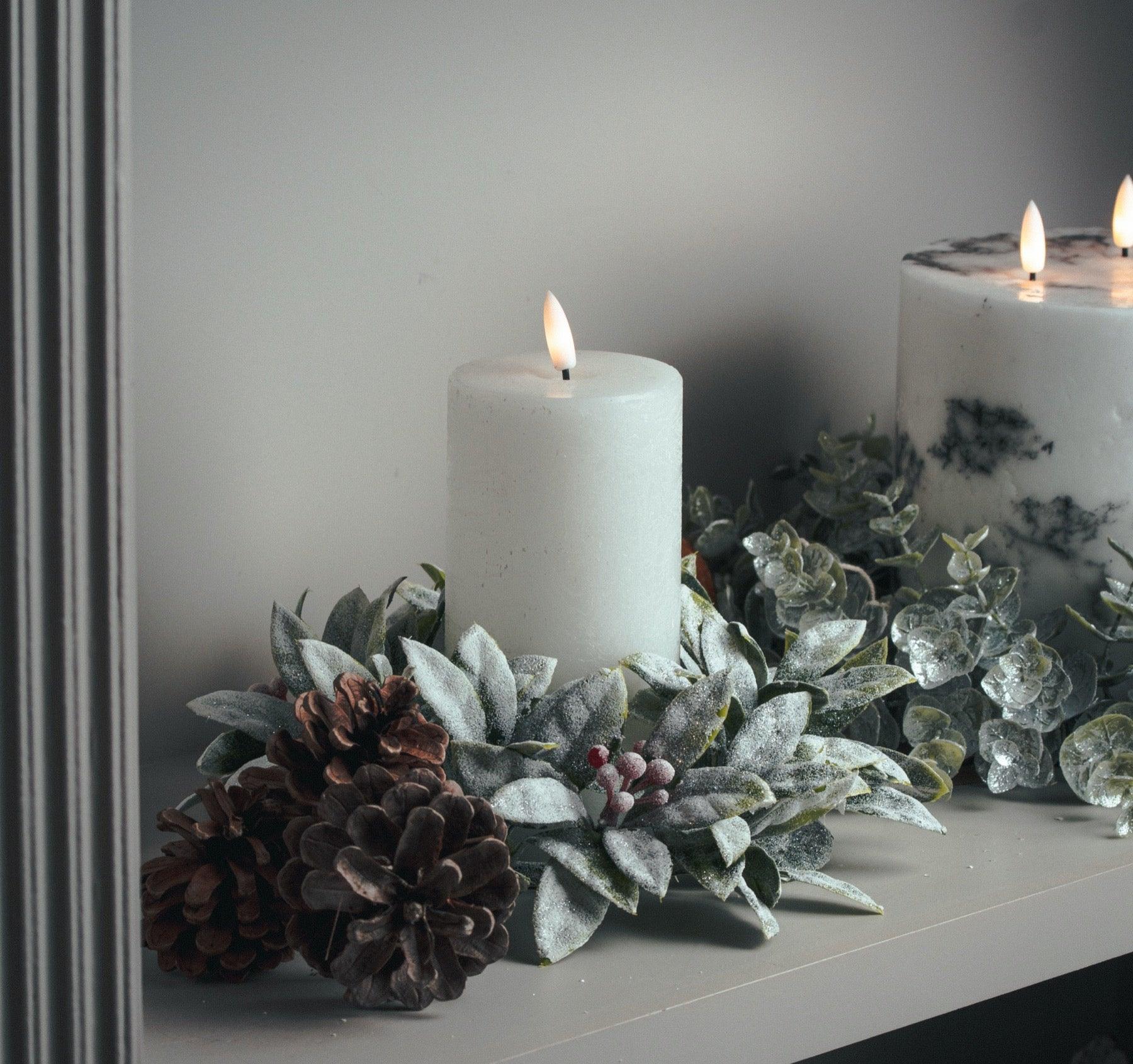 Small Frosted Candle Wreath - Eudemonia Home Goods