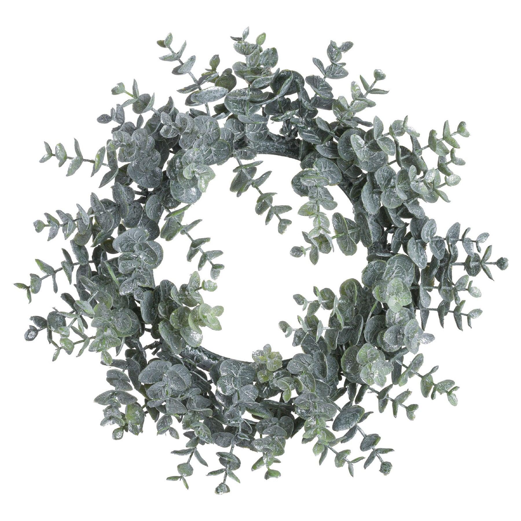 Large Frosted Eucalyptus Candle Wreath - Eudemonia Home Goods