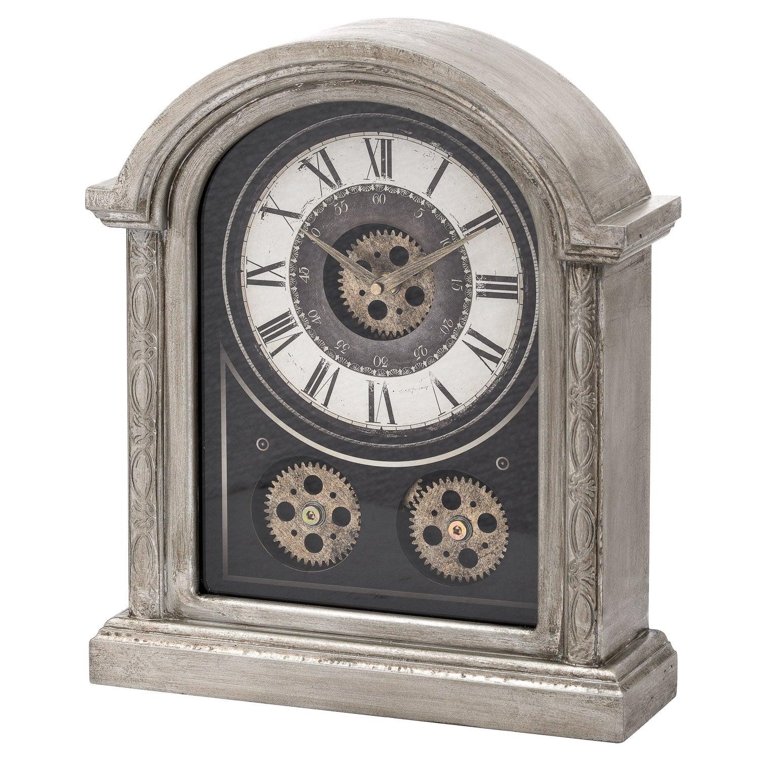 Antique Silver Mechanism Mantle Clock - Eudemonia Home Goods