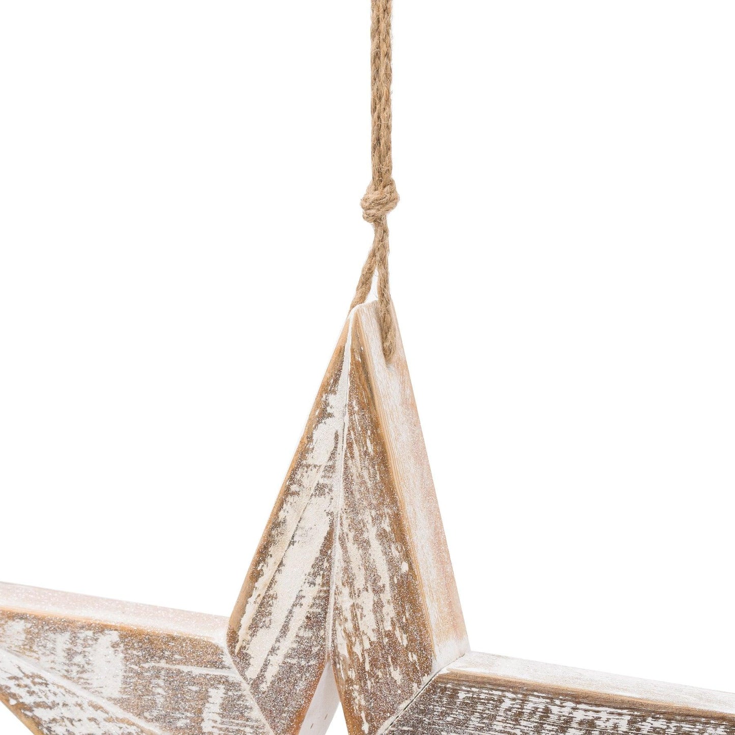 Antique White Wooden Sparkle Star - Eudemonia Home Goods