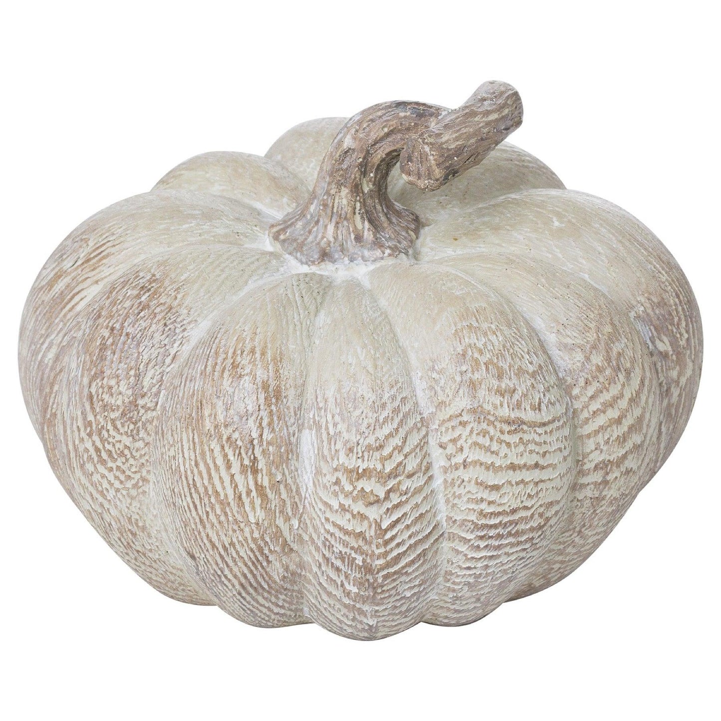 Carved Wood Effect Small Squat Pumpkin - Eudemonia Home Goods