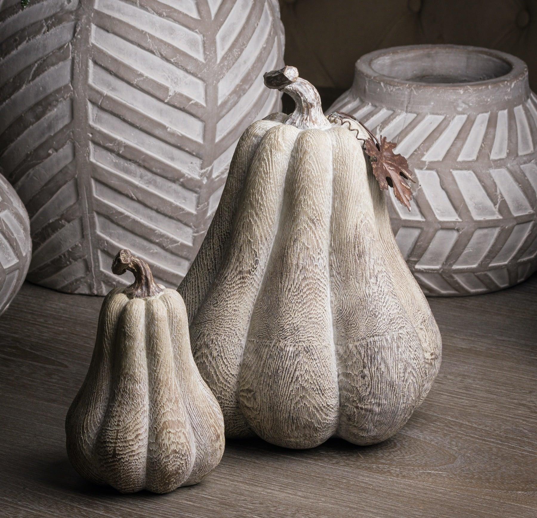 Carved Wood Effect Pumpkin - Eudemonia Home Goods