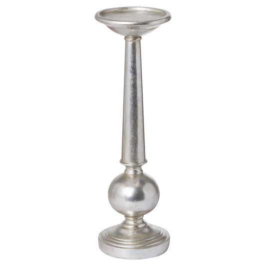 Antique Silver Small Column Candle Stand - Eudemonia Home Goods