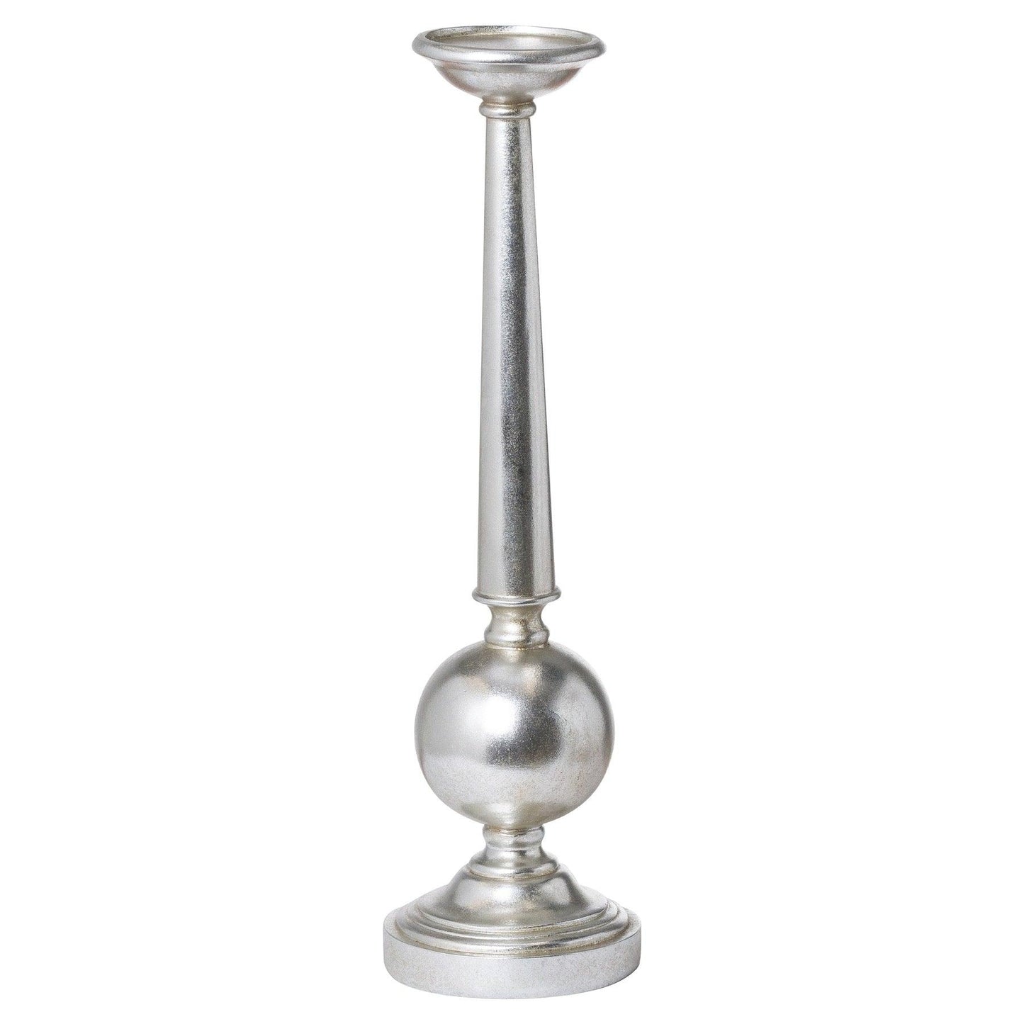 Antique Silver Large Column Candle Stand - Eudemonia Home Goods