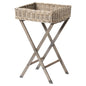 Large Grey Wash Wicker Basket Butler Tray - Eudemonia Home Goods