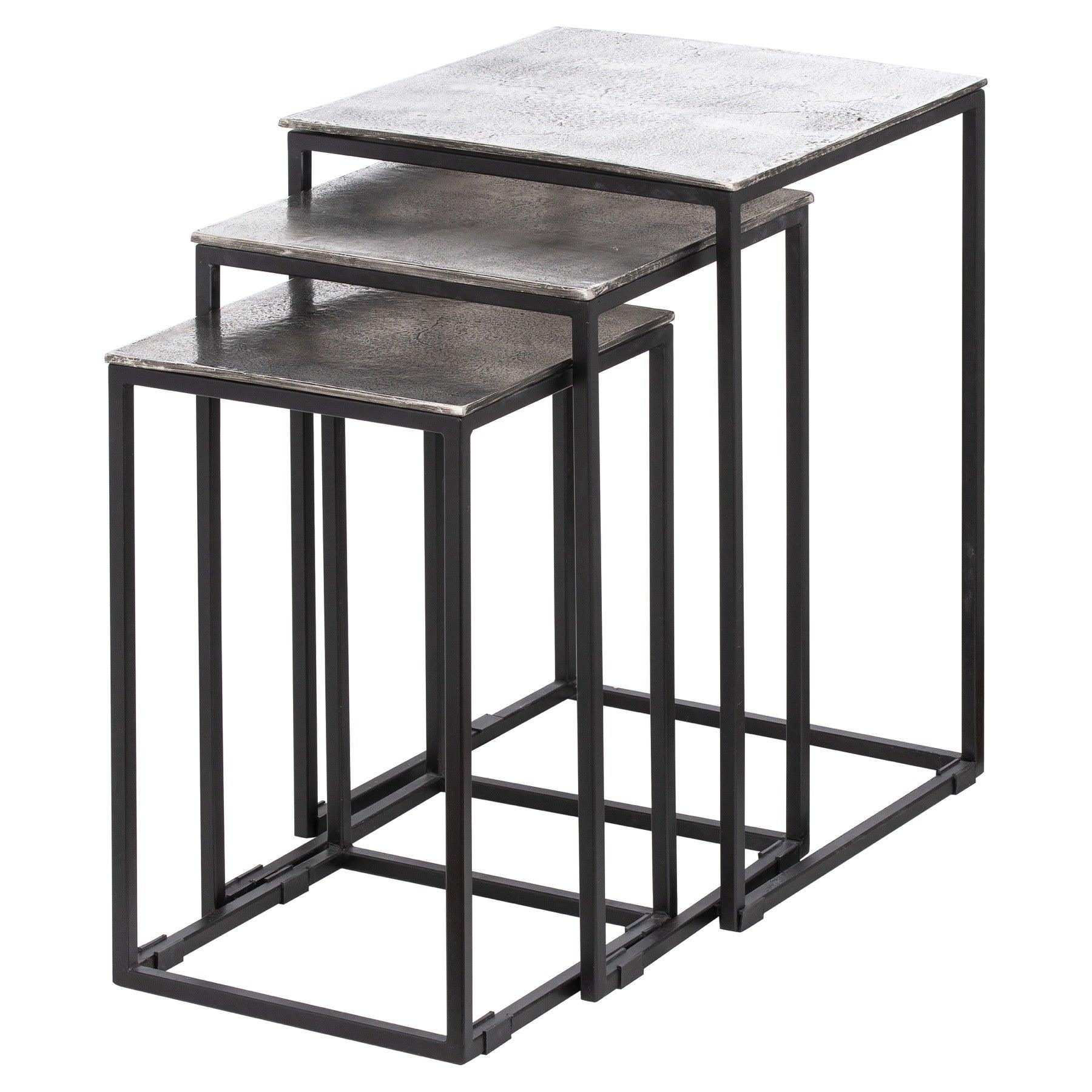Farrah Collection Silver Nest Of Three Tables - Eudemonia Home Goods