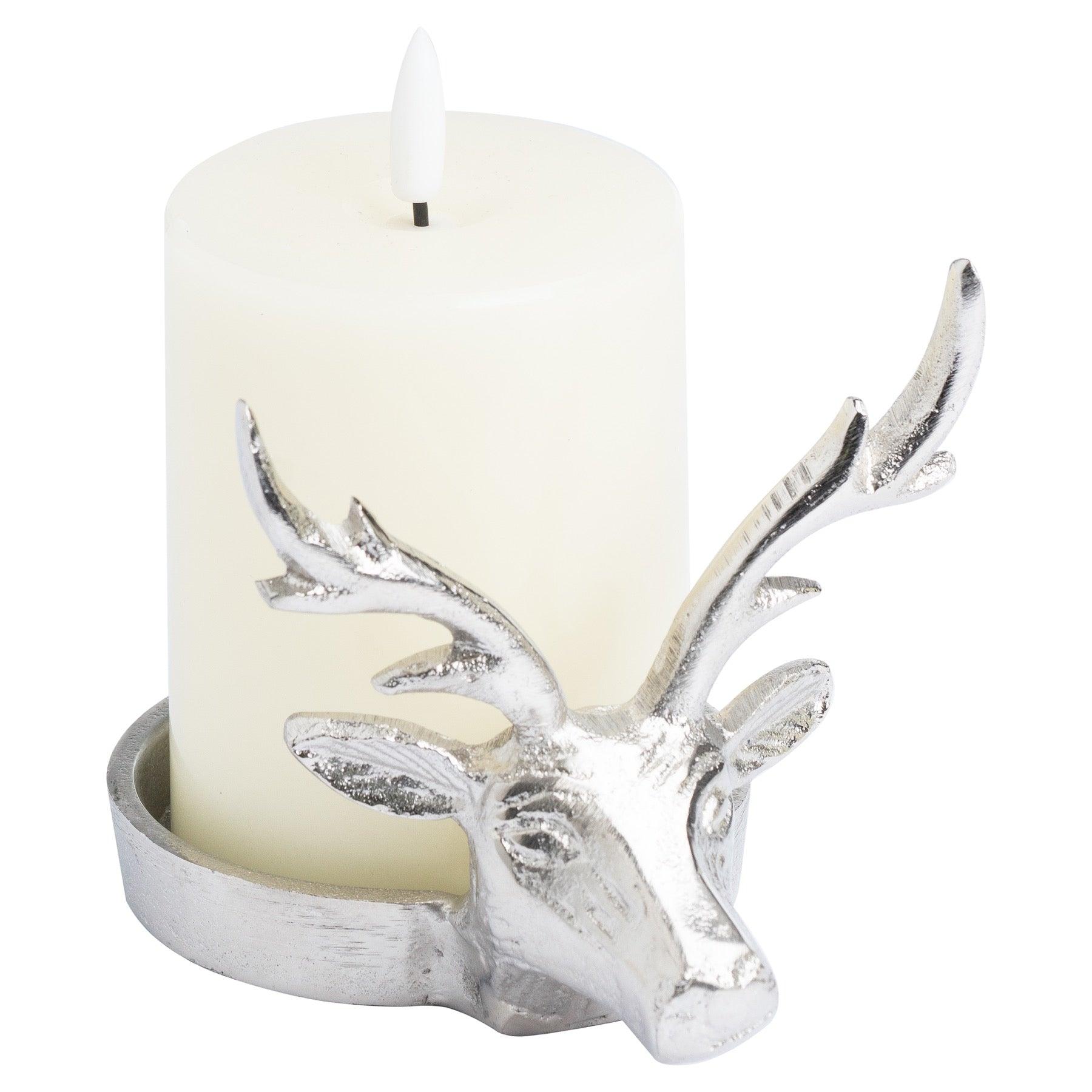 Farrah Collection Silver Stag Candle Holder - Eudemonia Home Goods