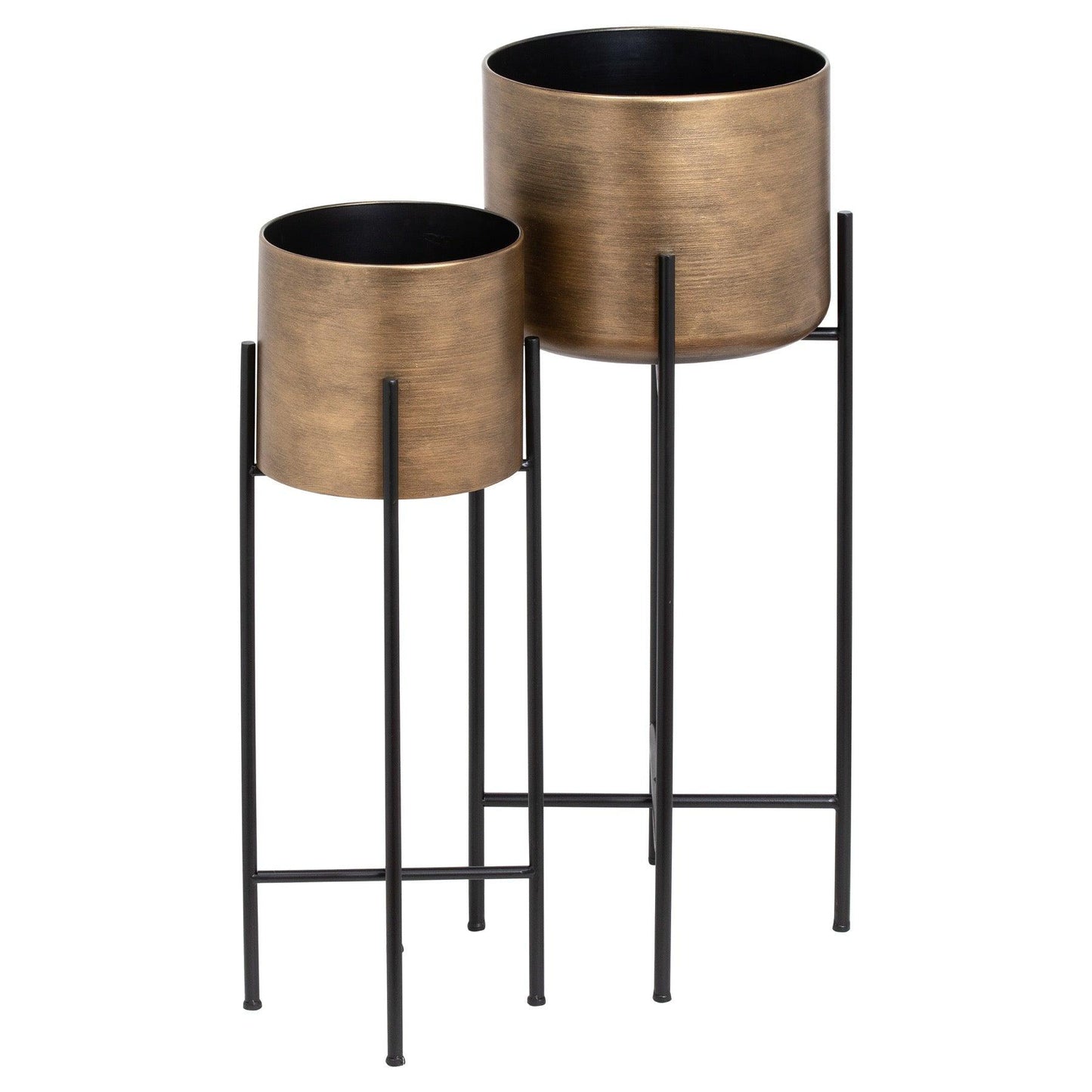 Set Of Two Bronze Planters On Stand - Eudemonia Home Goods