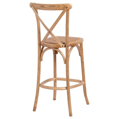 Light Oak Cross Back Bar Stool - Eudemonia Home Goods