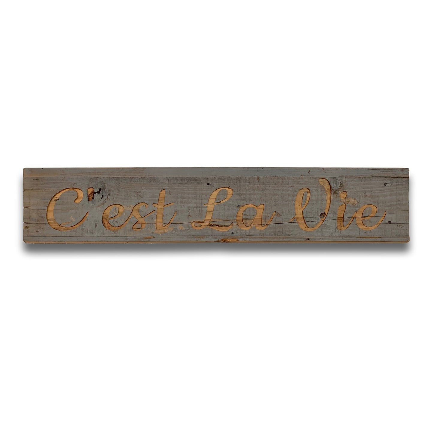 Cest La Vie Grey Wash Wooden Message Plaque