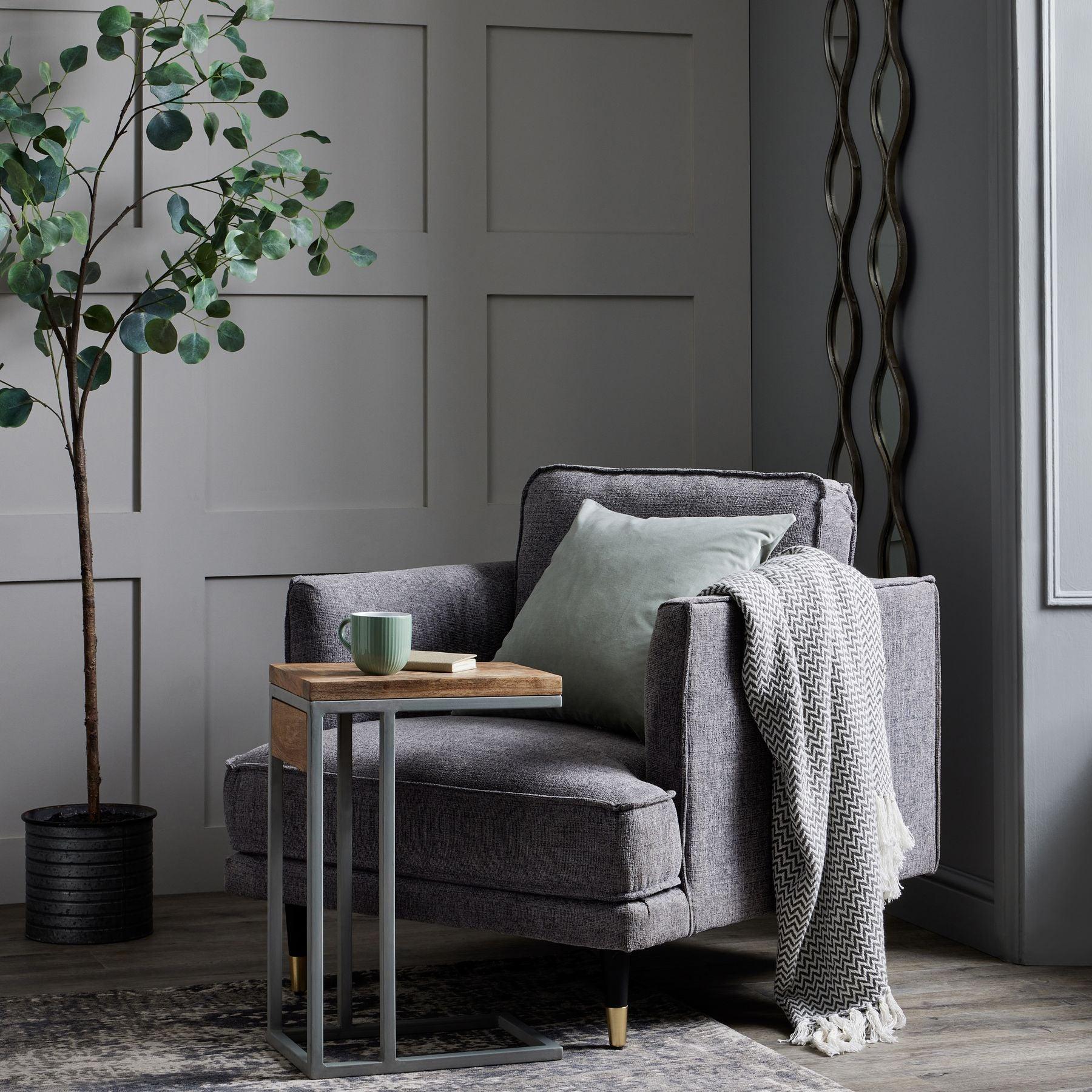 Hampton Grey Large Arm Chair - Eudemonia Home Goods