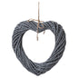 Grey Large Wicker Hanging Heart With Rope Detail - Eudemonia Home Goods