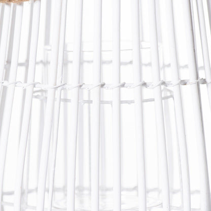 Domed White Lantern With Rope Detail - Eudemonia Home Goods
