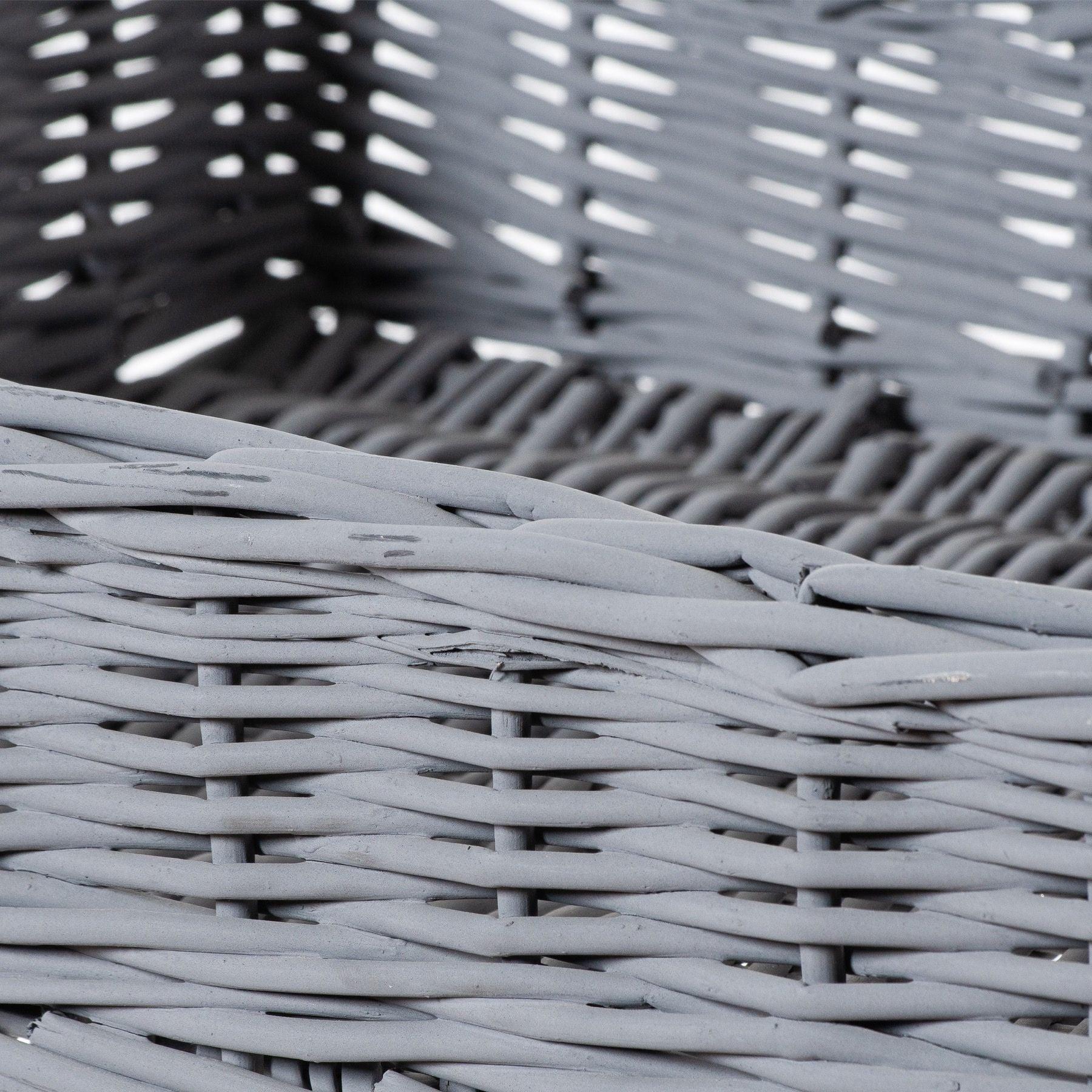 Grey Wicker Basket Butler Tray - Eudemonia Home Goods
