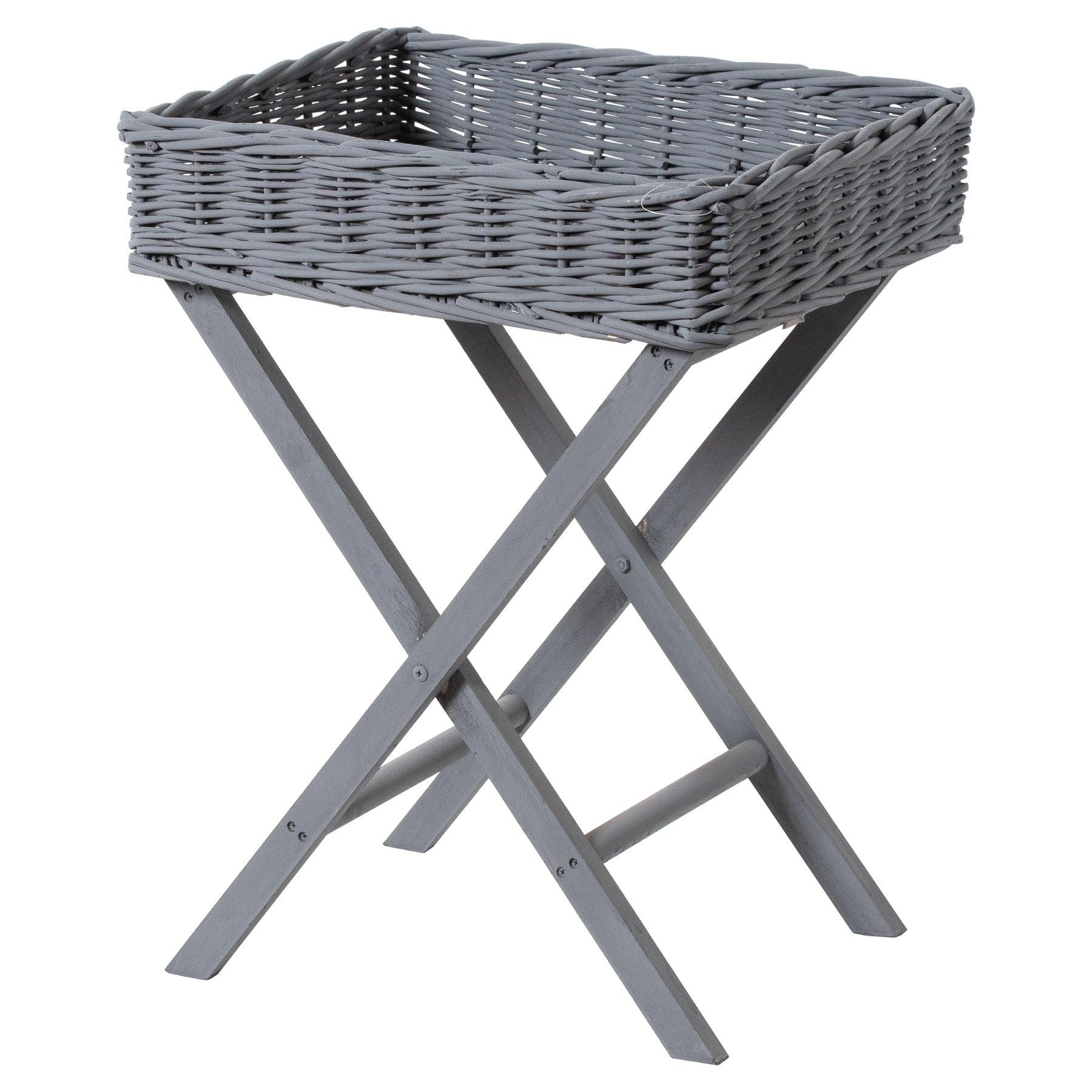Grey Wicker Basket Butler Tray - Eudemonia Home Goods