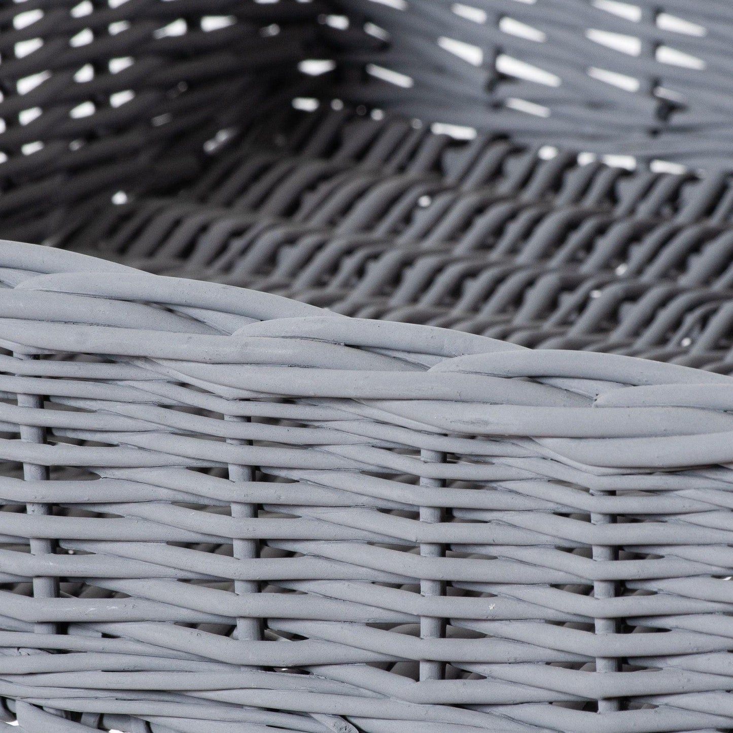 Large Grey Wicker Basket Butler Tray - Eudemonia Home Goods
