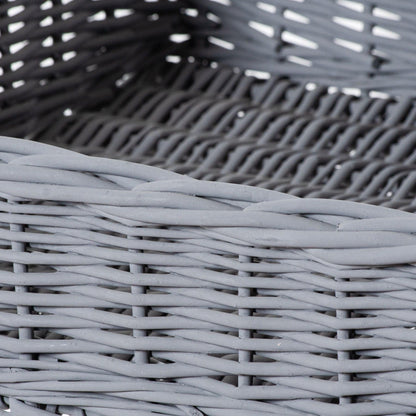 Large Grey Wicker Basket Butler Tray - Eudemonia Home Goods