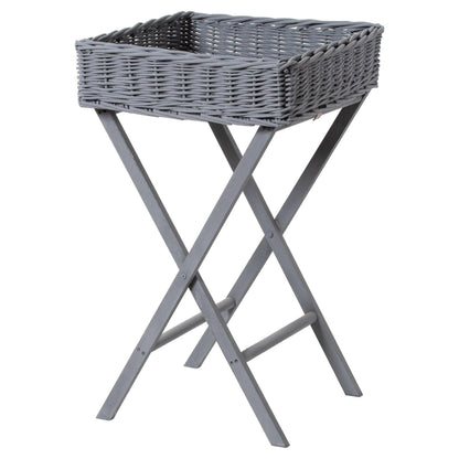 Large Grey Wicker Basket Butler Tray - Eudemonia Home Goods