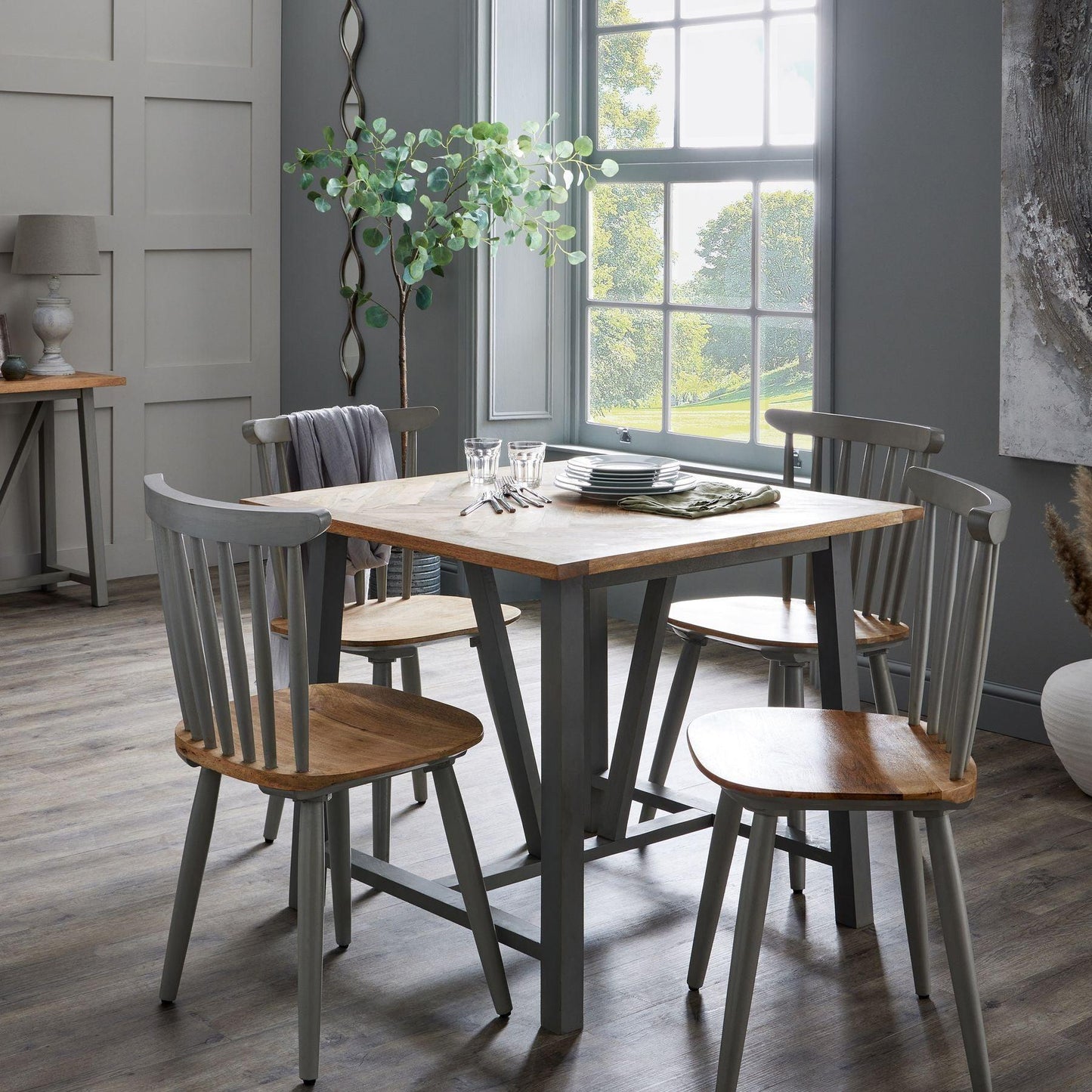 Nordic Grey Collection Square Dining Table - Eudemonia Home Goods