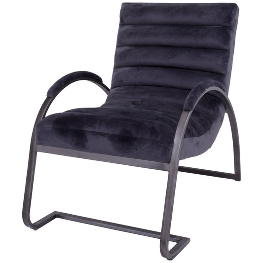 Grey And Silver Ribbed Ark Chair - Eudemonia Home Goods