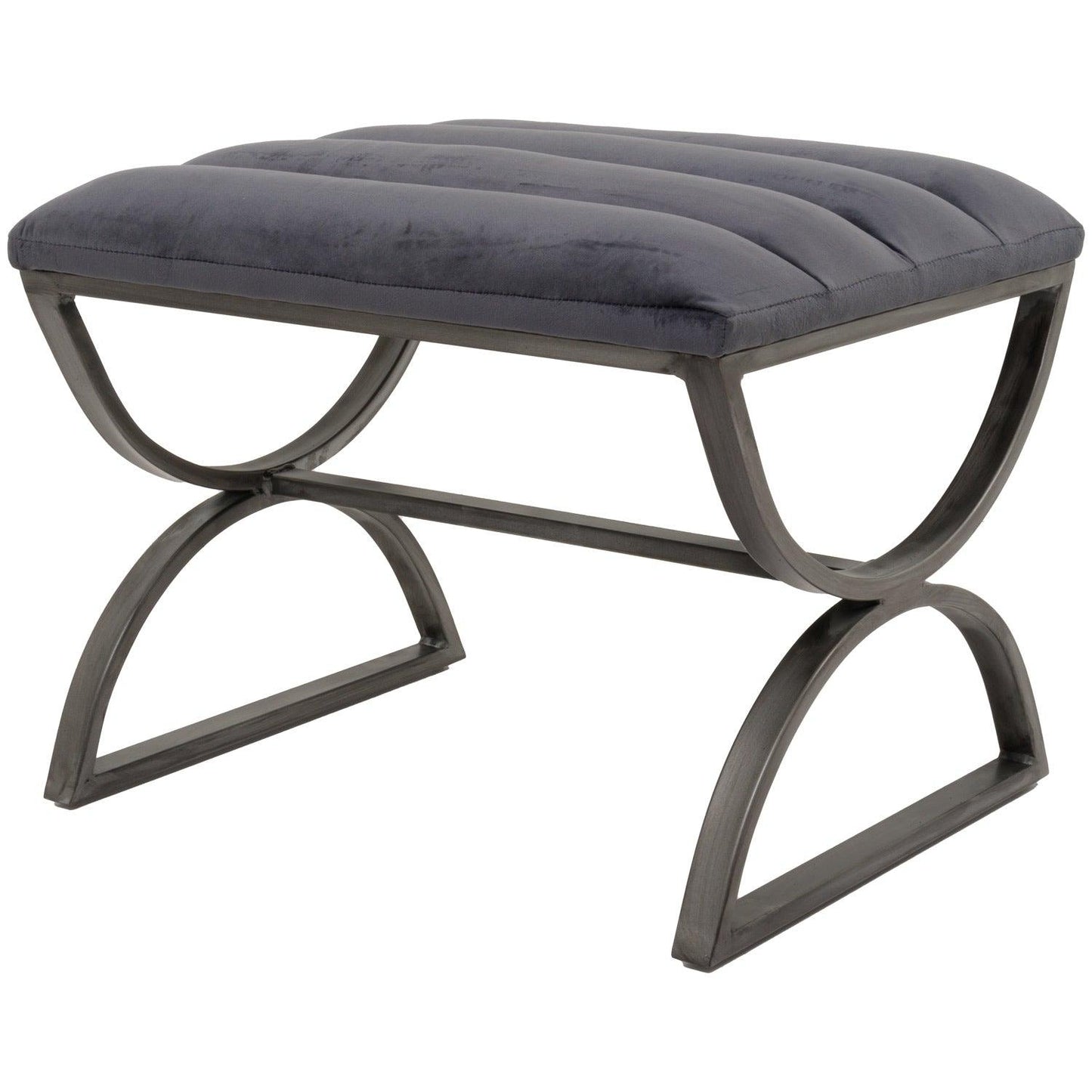 Grey And Silver Ribbed Stool - Eudemonia Home Goods