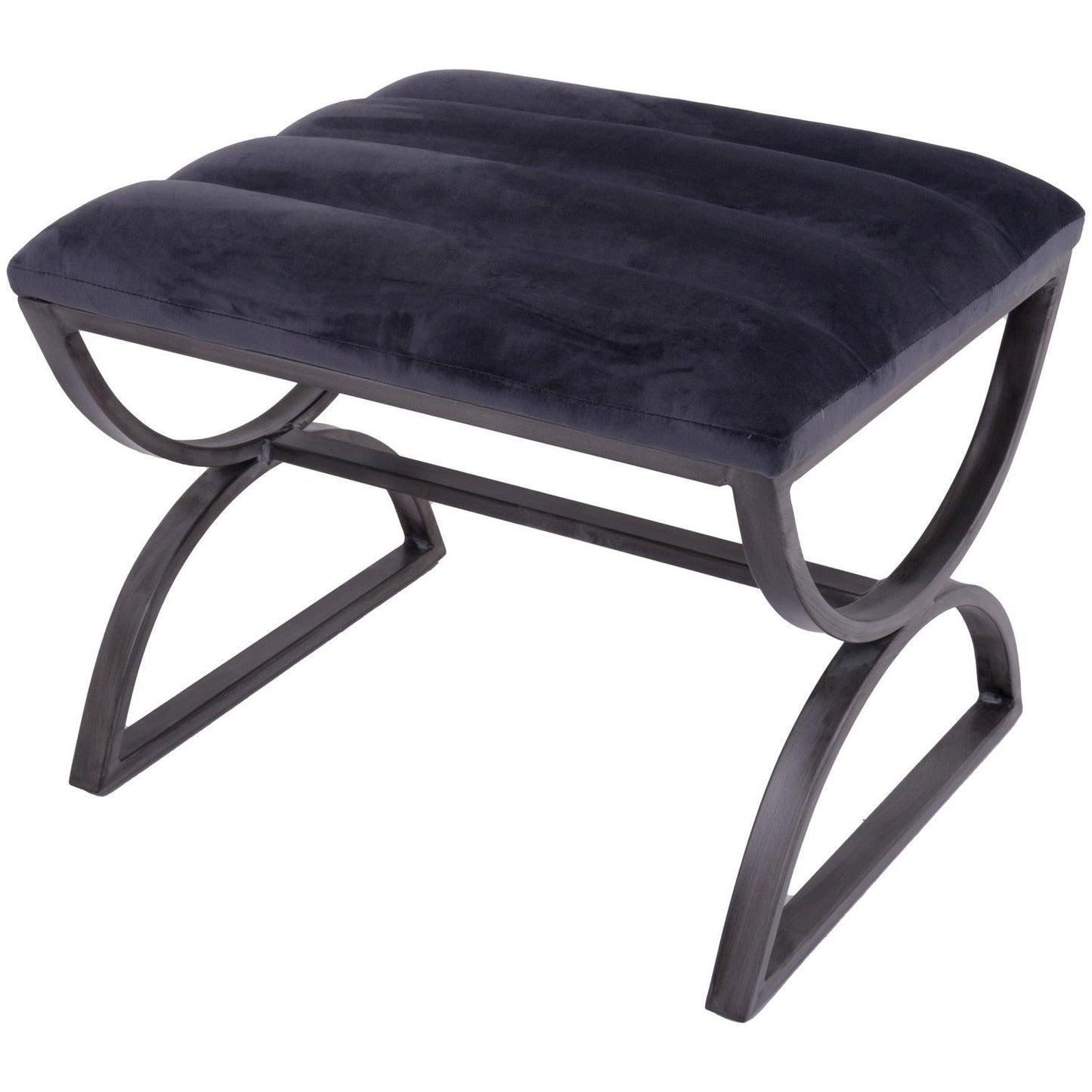 Grey And Silver Ribbed Stool - Eudemonia Home Goods