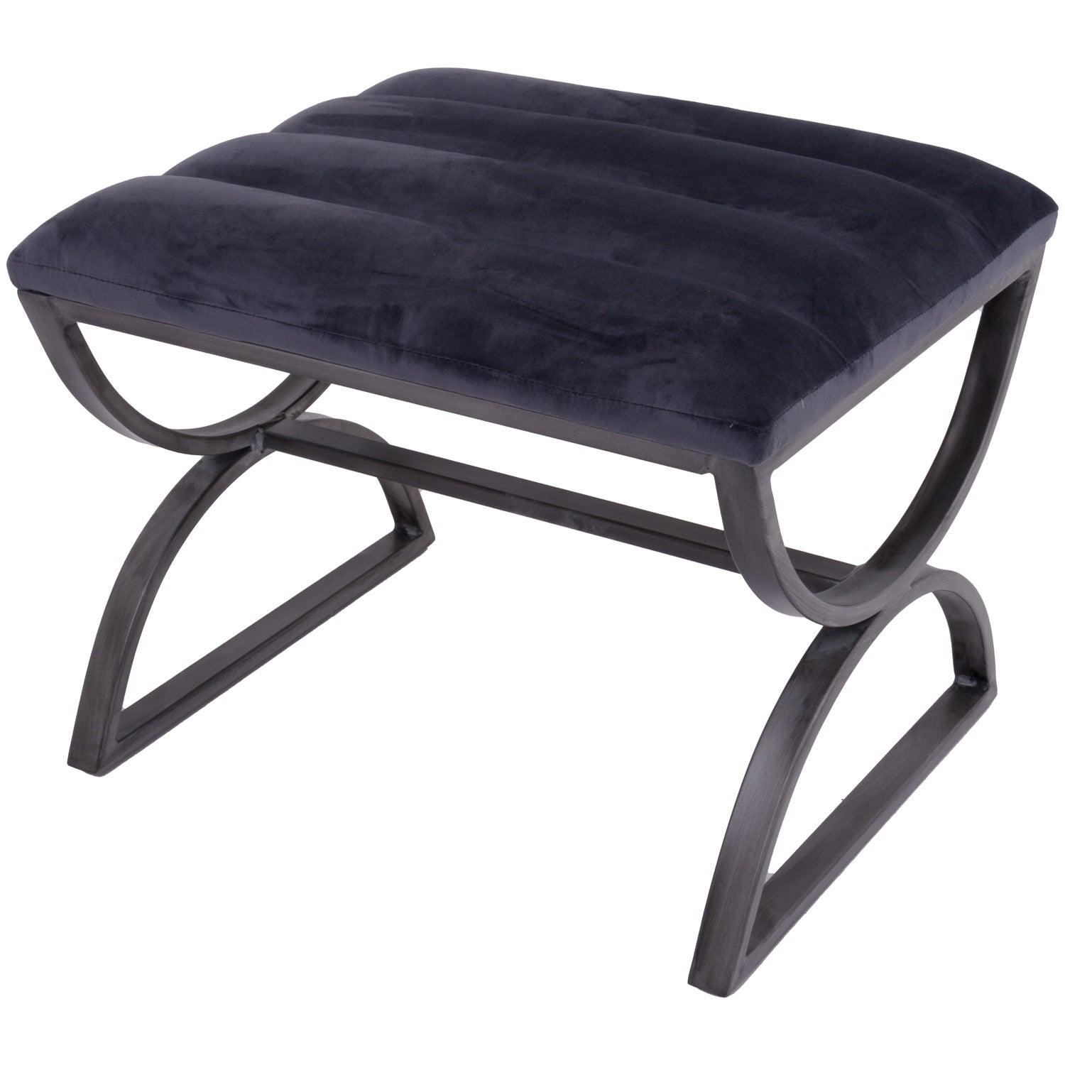 Grey And Silver Ribbed Stool - Eudemonia Home Goods
