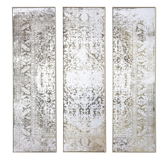 Antiqued Etched Trio Of Wall Mirrors - Eudemonia Home Goods