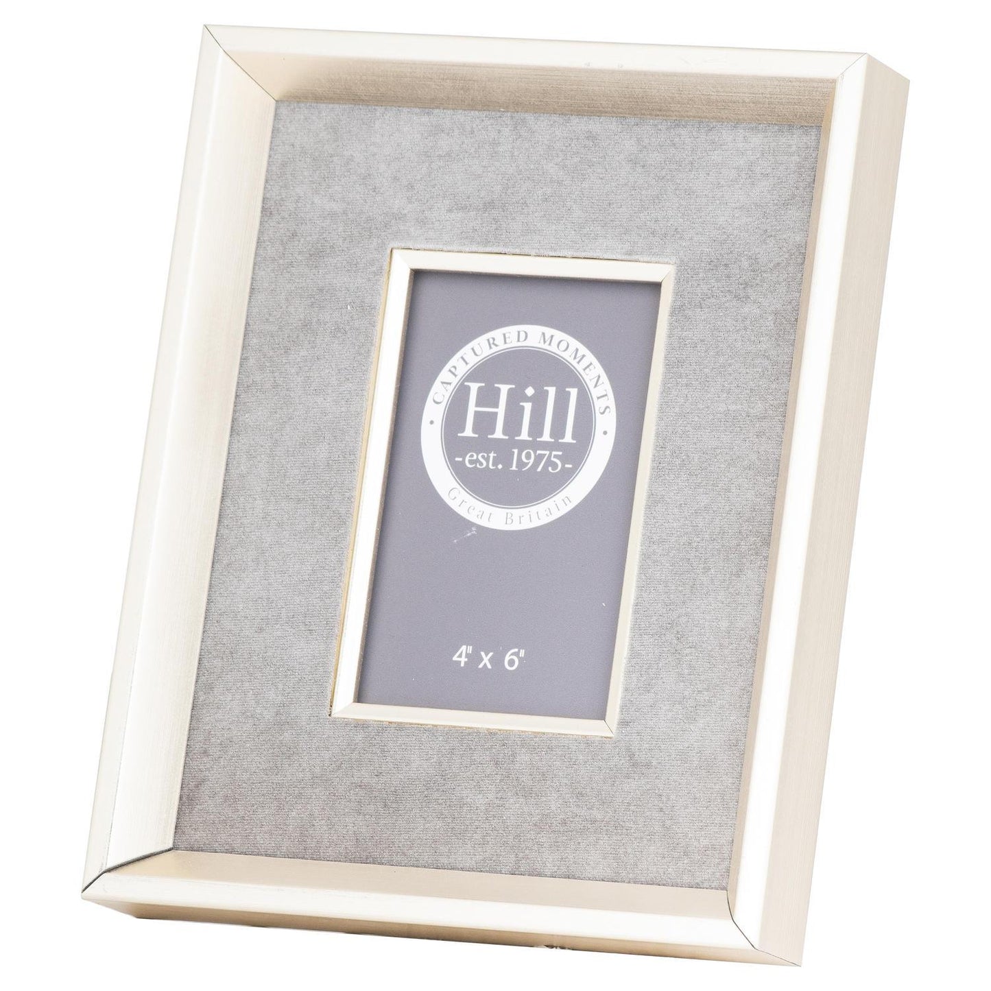 Antiqued Pewter Deep Framed Grey Velvet 4X6 Photo Frame - Eudemonia Home Goods