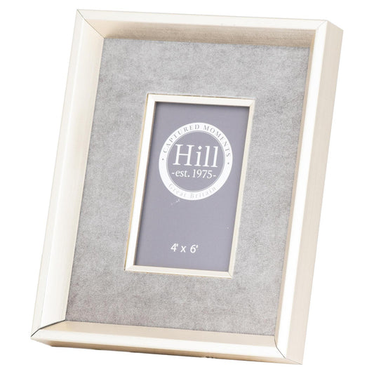 Antiqued Pewter Deep Framed Grey Velvet 4X6 Photo Frame - Eudemonia Home Goods