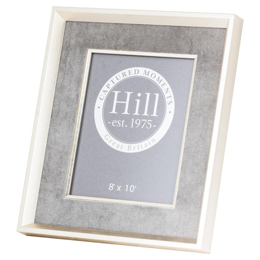 Antiqued Pewter Deep Framed Grey Velvet 8X10 Photo Frame - Eudemonia Home Goods