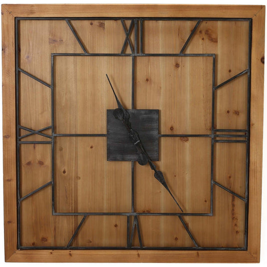 Williston Square Wooden Wall Clock - Eudemonia Home Goods