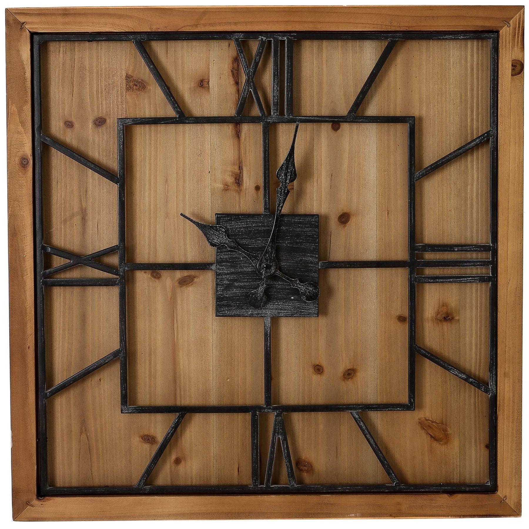 Williston Square Large Wooden Wall Clock - Eudemonia Home Goods