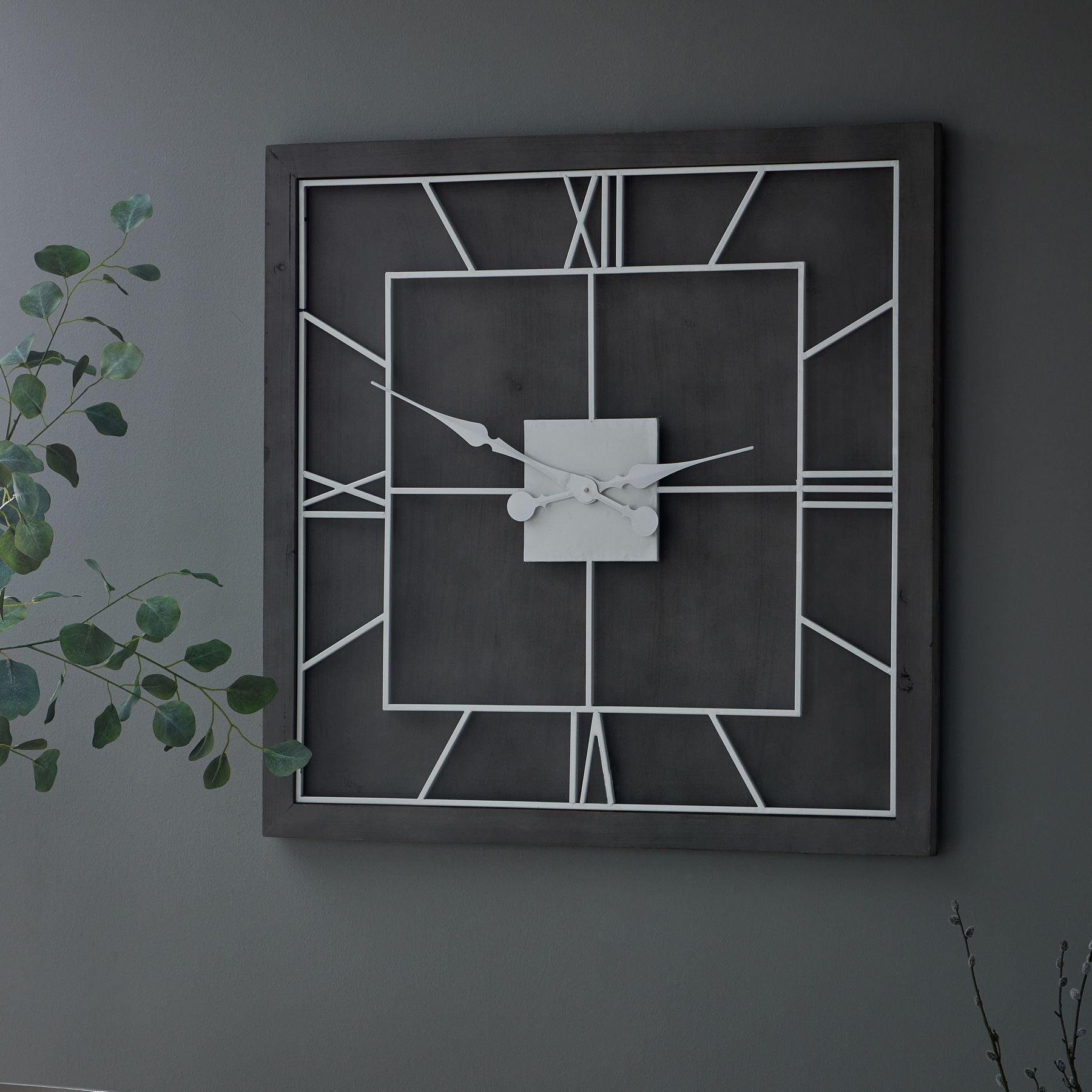 Williston Grey Square Wall Clock - Eudemonia Home Goods