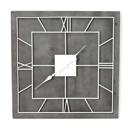 Williston Grey Square Wall Clock - Eudemonia Home Goods