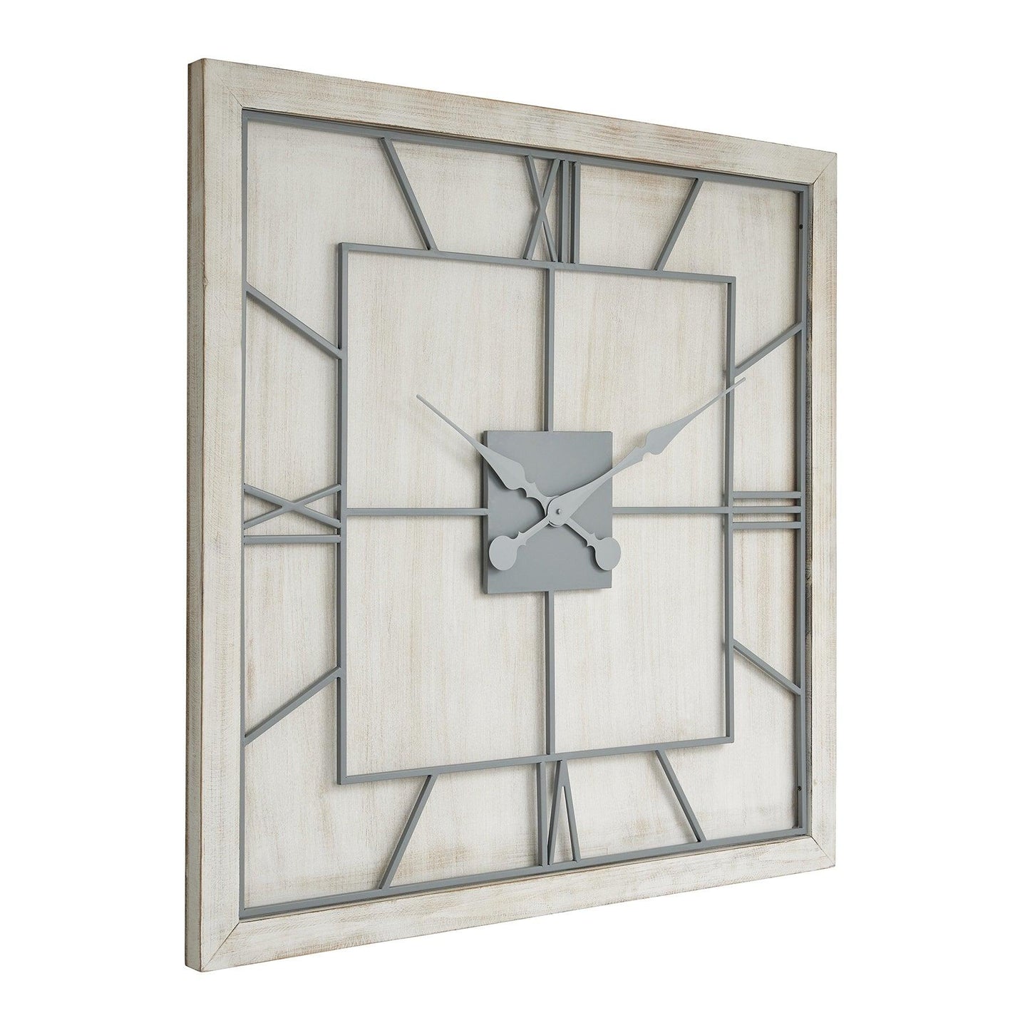 Williston White Square Large Wall Clock - Eudemonia Home Goods