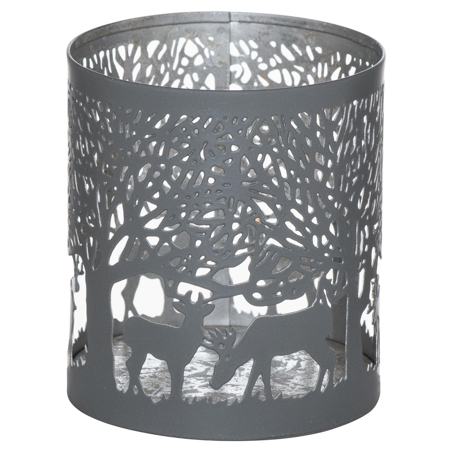 Small Silver And Grey Glowray Stag In Forest Lantern - Eudemonia Home Goods