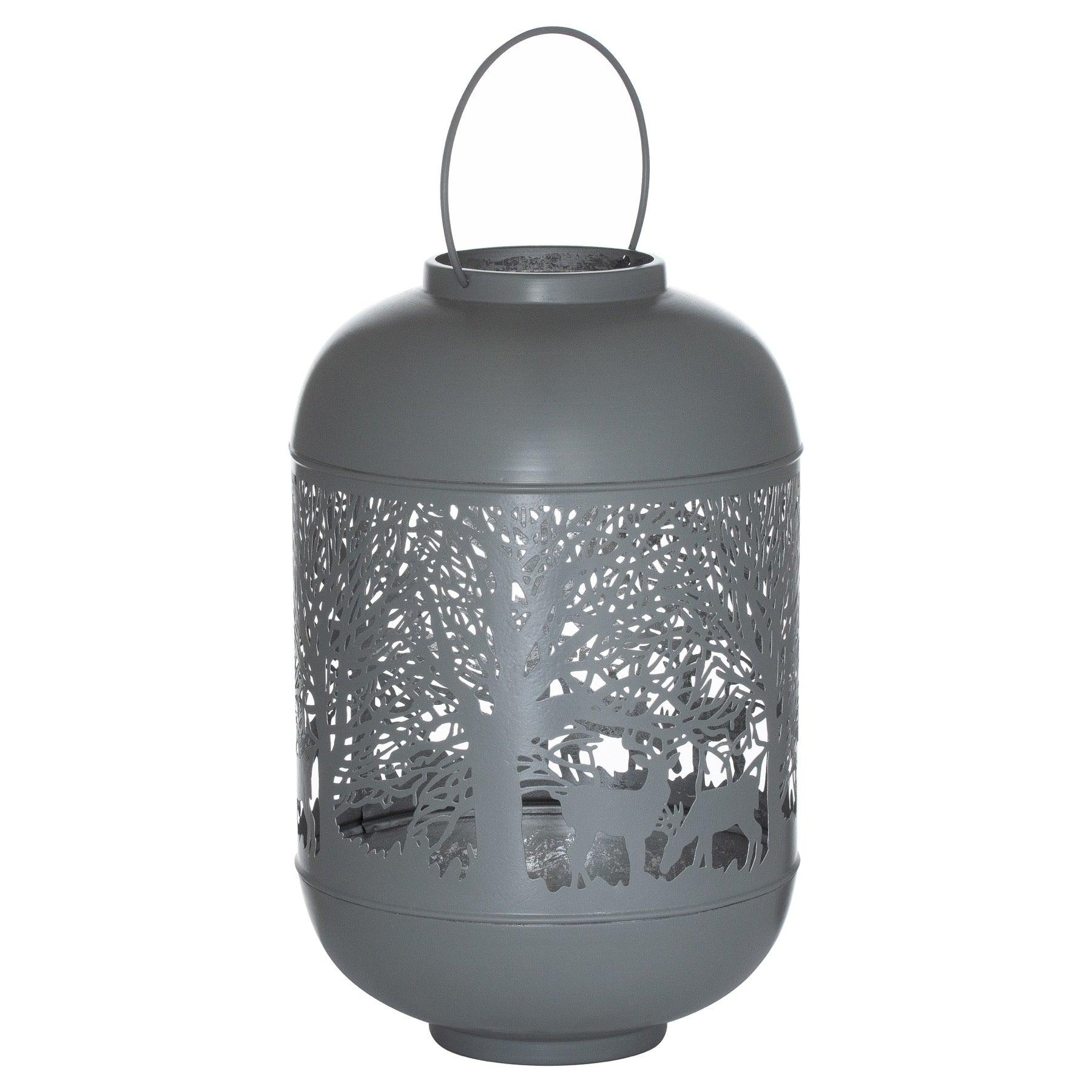 Medium Silver And Grey Glowray Dome Forest Lantern - Eudemonia Home Goods