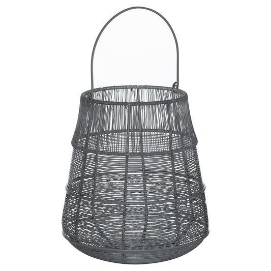 Medium Wire Silver And Grey Glowray Conical Lantern - Eudemonia Home Goods