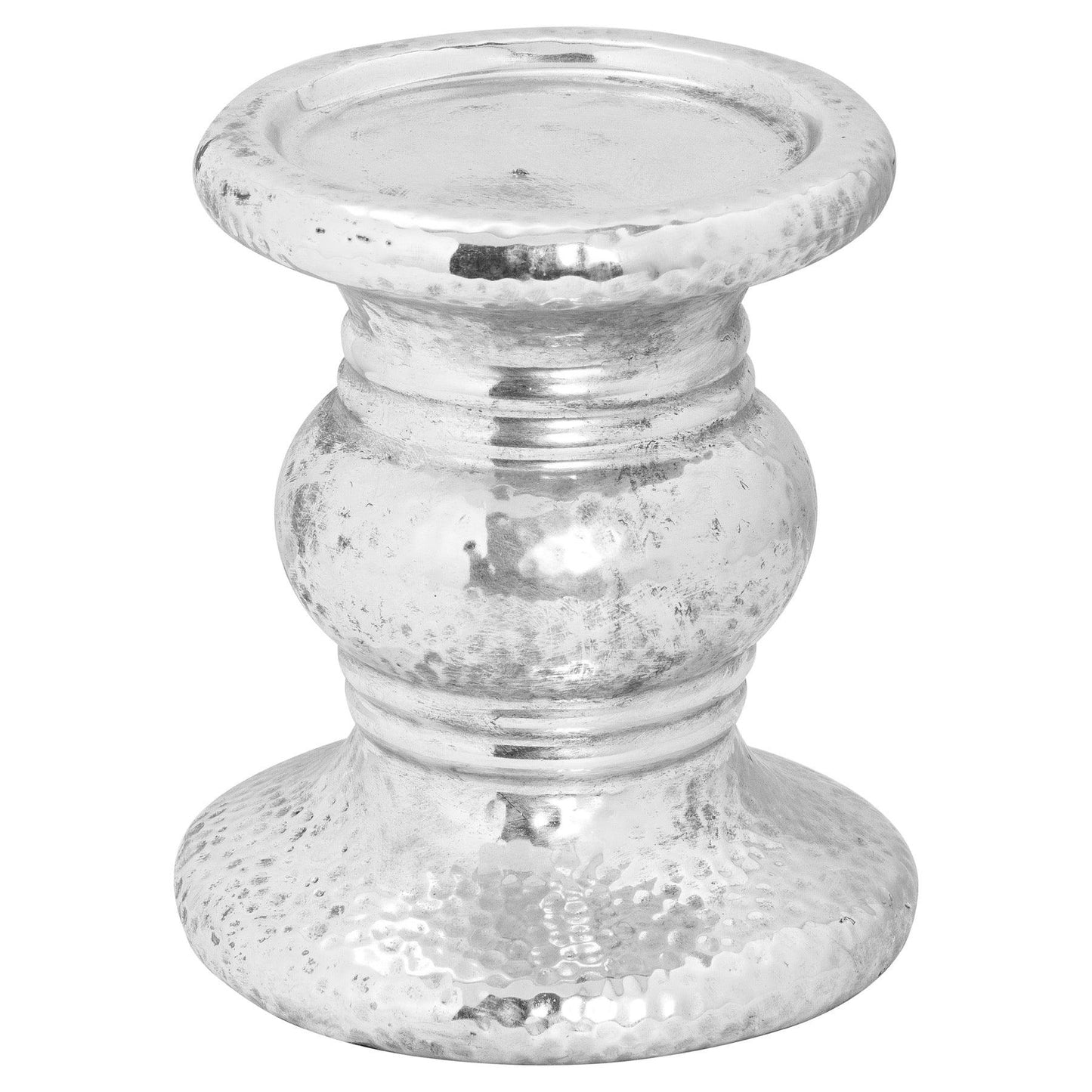 Silver Punch Faced Ceramic Candle Holder - Eudemonia Home Goods