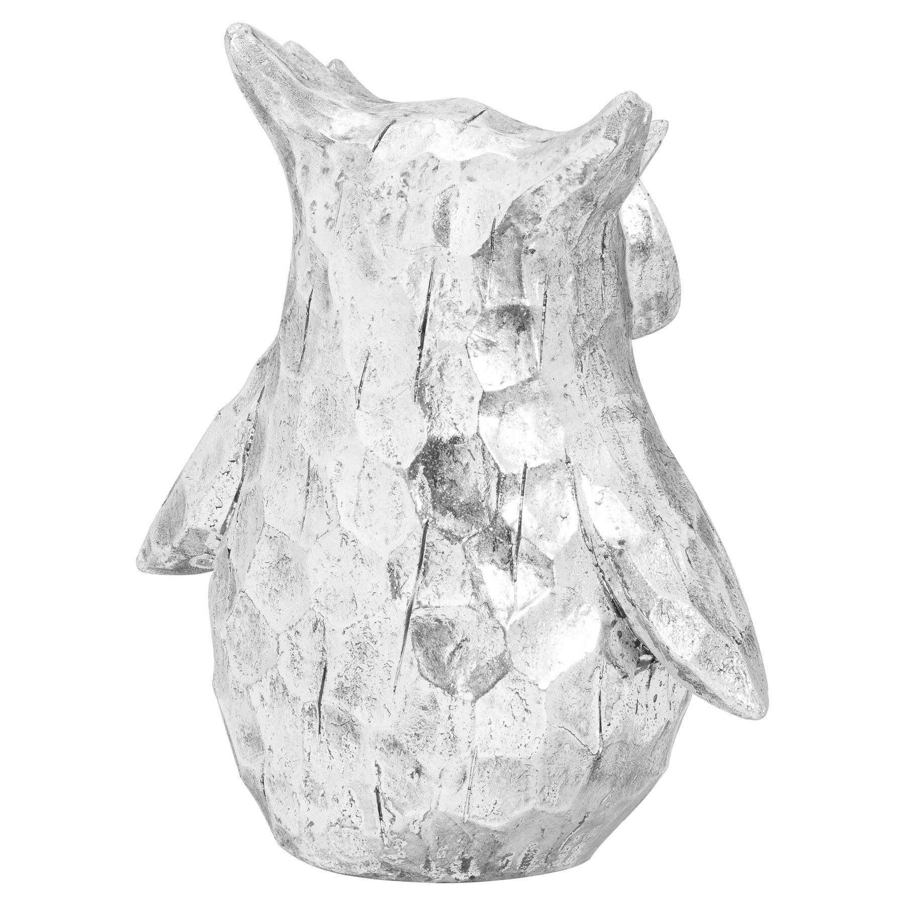 Olive The Large Silver Ceramic Owl - Eudemonia Home Goods