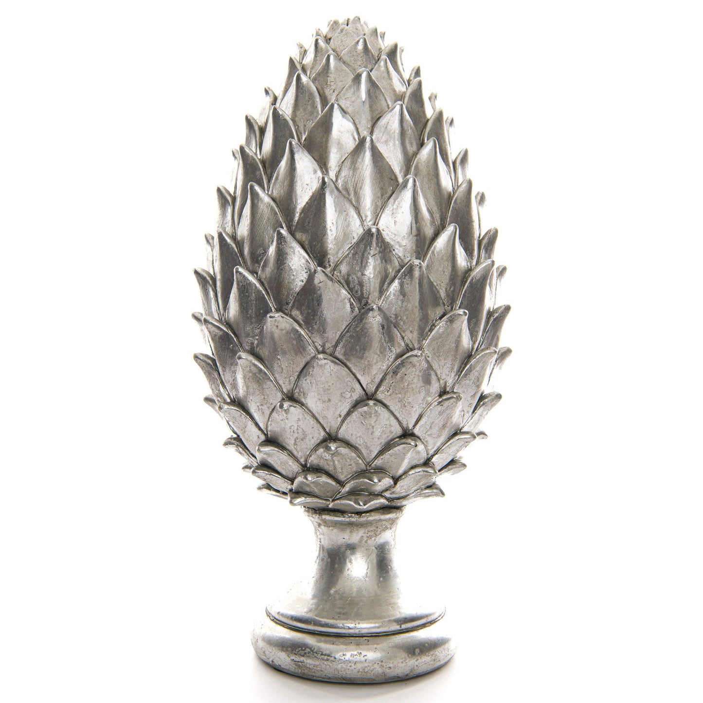 Tall Large Silver Pinecone Finial - Eudemonia Home Goods