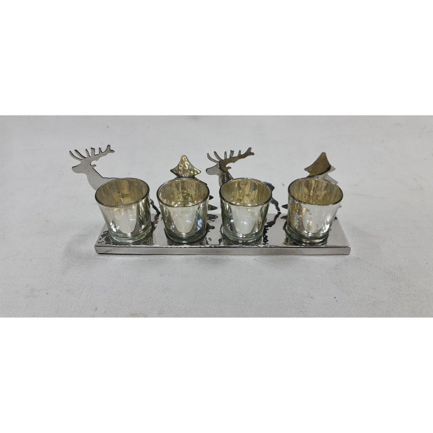 Silver Four Tealight Holder - Eudemonia Home Goods