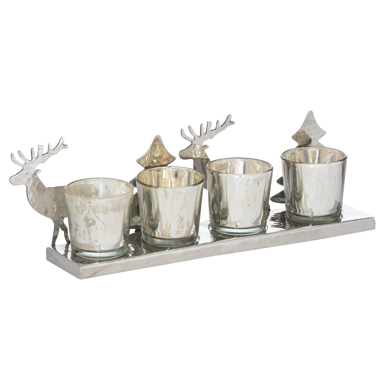 Silver Four Tealight Holder - Eudemonia Home Goods