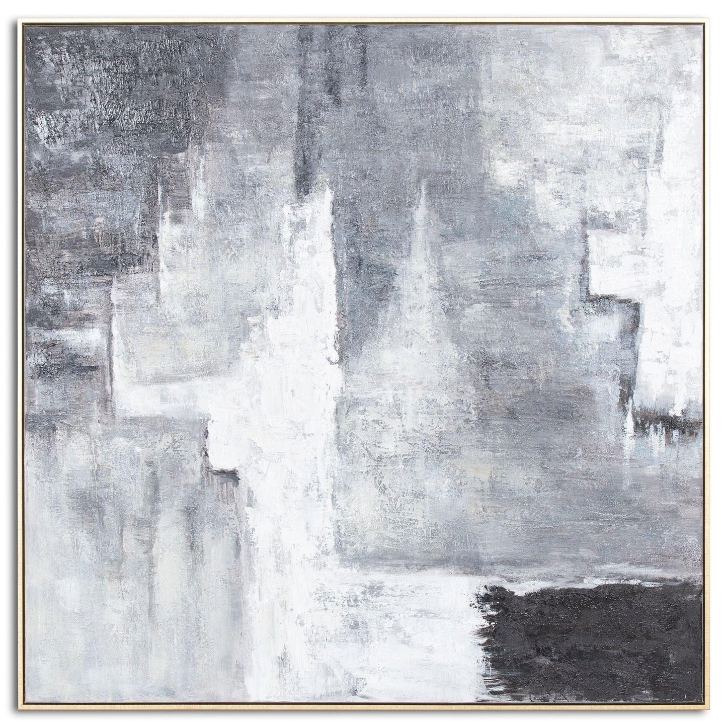 Hand Painted Black And White Layered AbstrACTIVE Painting - Eudemonia Home Goods