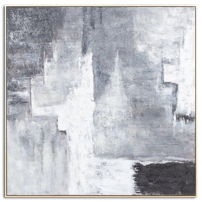 Hand Painted Black And White Layered AbstrACTIVE Painting - Eudemonia Home Goods