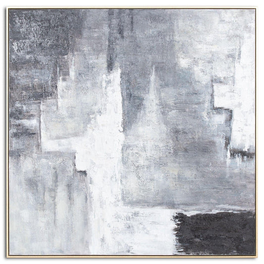 Hand Painted Black And White Layered AbstrACTIVE Painting - Eudemonia Home Goods