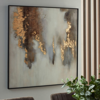Metallic Soft AbstrACTIVE Glass Image In Gold Frame - Eudemonia Home Goods