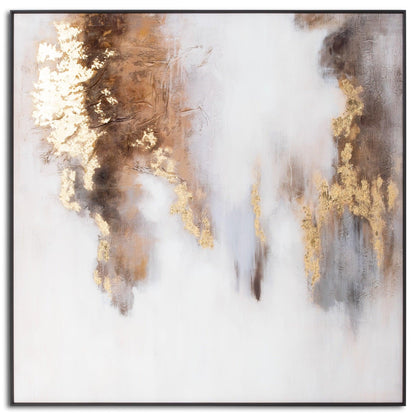 Metallic Soft AbstrACTIVE Glass Image In Gold Frame - Eudemonia Home Goods