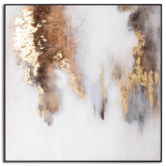 Metallic Soft AbstrACTIVE Glass Image In Gold Frame - Eudemonia Home Goods